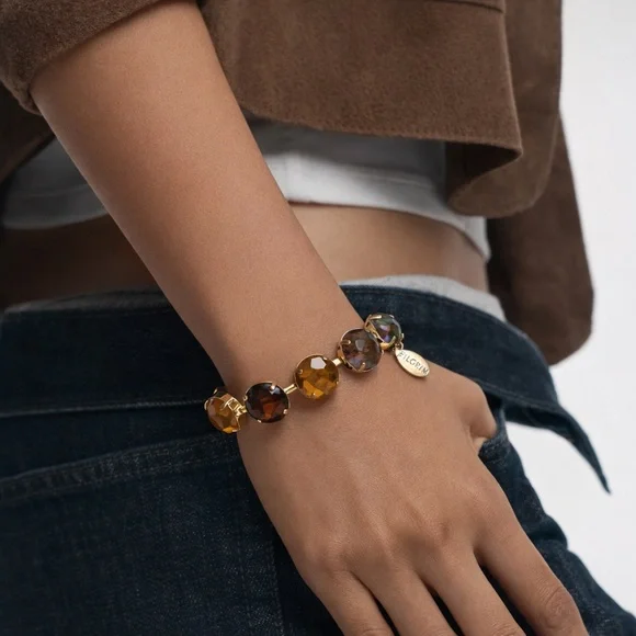 Pilgrim Faceted Bracelet in Amber Tones - Picture 2 of 6